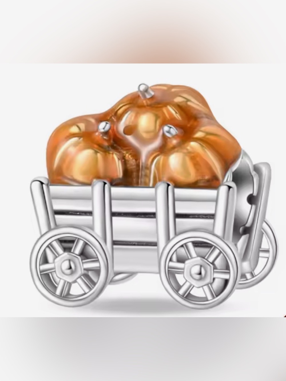 Silver & Orange Pumpkin Wagon Fall Charm